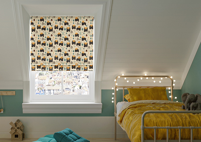 Bear Necessities, Soft Teal - Motorised Roman Blind - Image 3